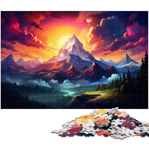 1000 teiliges Puzzlespiel schöne farbenfrohe Berglandschaft Puzzles für Kinder Holzpuzzle 1000 Teile (75 x 50 cm) von zouxangzz