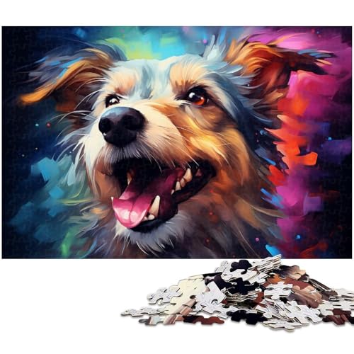 1000 teiliges Terrier Puzzle für Erwachsene farbenfrohes psychedelisches Holzpuzzle lustiges Geschenk 1000 Teile (75 x 50 cm) von zouxangzz