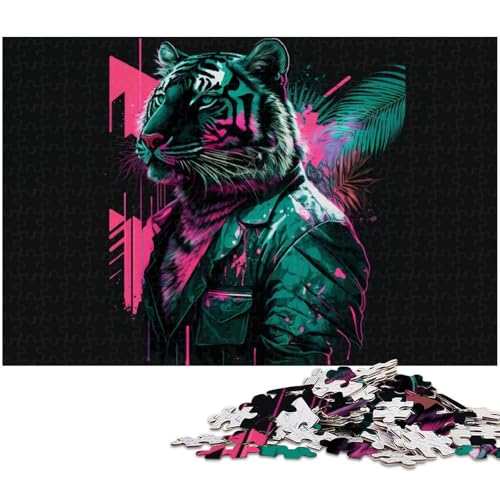 1000 teiliges Tiger Mann Puzzle Papierpuzzle Lernspiele Heimdekoration (Größe 38 x 26 cm) von zouxangzz