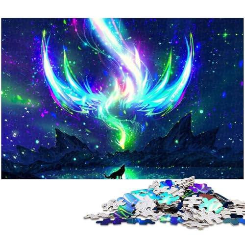1000 teiliges Wolf Drache Aurora Nacht Puzzle für Erwachsene Dekorations Puzzle Spielzeug gutes Geschenk für Teenager ab 14 Jahren (Größe 75 x 50 cm) von zouxangzz
