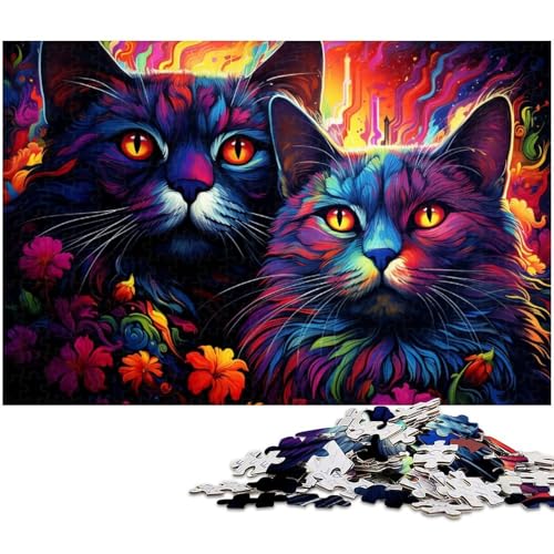 1000 teiliges bizarres Fantasy Katzen Puzzle für Erwachsene Dekorations Puzzle Spielzeug gutes Geschenk für Teenager ab 14 Jahren 1000 PCS (75 x 50 cm) von zouxangzz