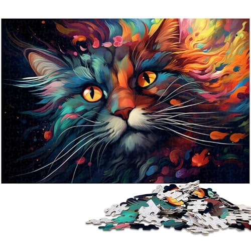 1000 teiliges buntes Katzen Zeichnungspuzzle für Erwachsene Dekorations Puzzlespielzeug gutes Geschenk für Teenager ab 14 Jahren 1000 PCS (75 x 50 cm) von zouxangzz
