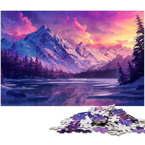 1000 teiliges buntes Schneeberg Puzzle für Erwachsene Dekorations Puzzlespielzeug gutes Geschenk für Teenager ab 14 Jahren (Größe 38 x 26 cm) von zouxangzz