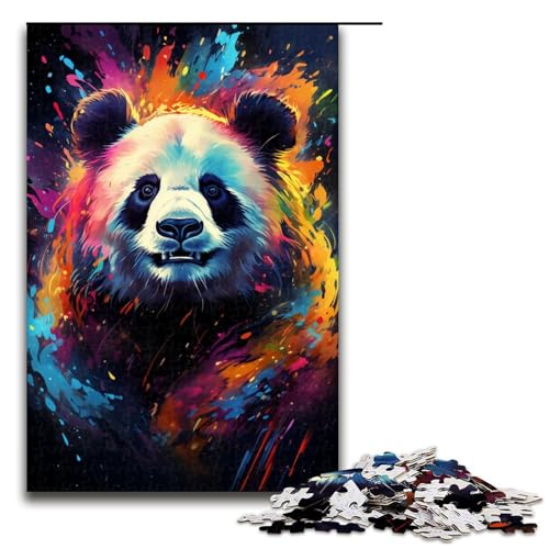 1000 teiliges farbenfrohes psychedelisches süßes kleines Panda Puzzle Geschenk Puzzle für Erwachsene Weihnachtswunschliste mit Weihnachtsmann für Teenager ab 14 Jahren 75 x 50 cm von zouxangzz