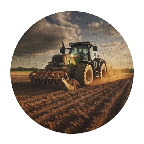 120 teiliges Puzzle für Erwachsene Traktor Anbaugeräte Puzzles aus Holz runde Puzzles Lernspiel Herausforderungsspielzeug 29 x 29 cm von zouxangzz