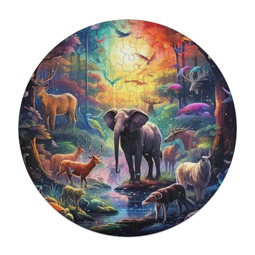 120 teiliges Puzzle für Erwachsene afrikanische Tiere Puzzles aus Holz runde Puzzles Lernspiel Herausforderungsspielzeug 29 x 29 cm von zouxangzz