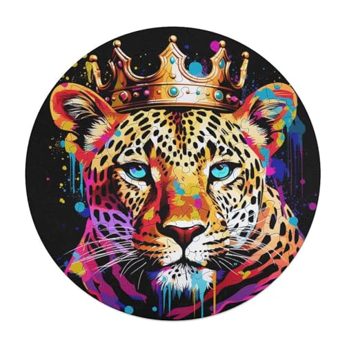120 teiliges Puzzle für Erwachsene afrikanischer Leopard runde Puzzles aus Holz Lernspiel Herausforderungsspielzeug 29 x 29 cm von zouxangzz