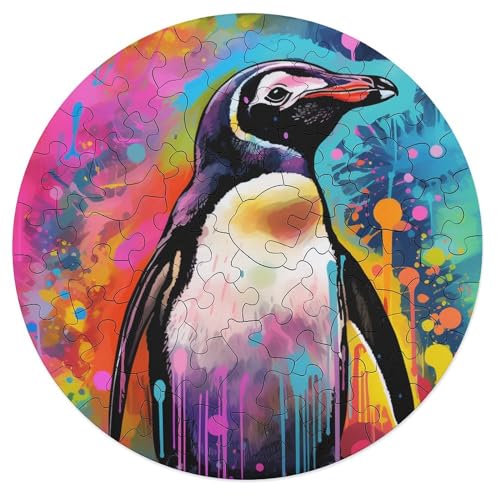 68 teiliges Puzzle für Erwachsene Tier Pinguine Puzzle für Erwachsene runde Holzpuzzles Puzzles für Erwachsene Lernspiel Herausforderungsspielzeug 20 x 20 cm von zouxangzz
