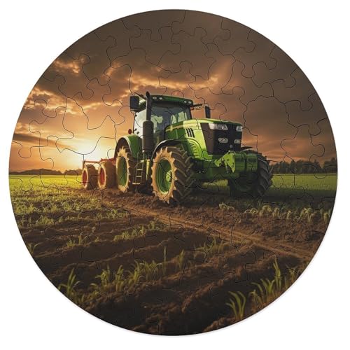 68 teiliges Puzzle für Erwachsene Traktor Puzzle für Erwachsene runde Holzpuzzles Puzzles für Erwachsene Lernspiel Herausforderungsspielzeug 20 x 20 cm von zouxangzz