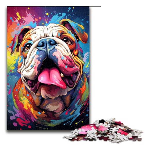 75 x 50 cm Puzzle für Erwachsene „Buntes Psychedelisches von Psychedelic Bulldog aus Holz mit 1000 Teilen für Erwachsene und Kinder ab 14 Jahren von zouxangzz