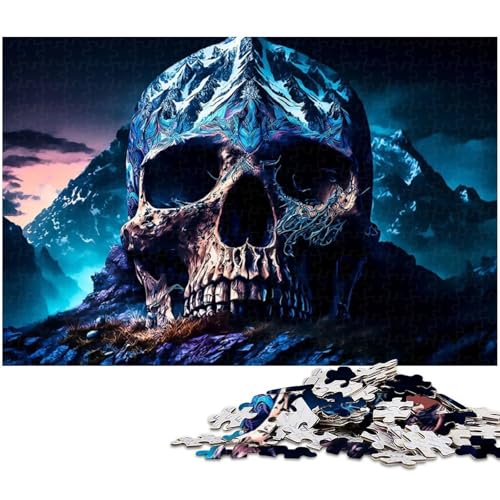 Art Skull Puzzle 1000 Teile für Erwachsene Lernspiel Herausforderungsspielzeug Wichtelgeschenke 1000 Teile (38 x 26 cm) von zouxangzz