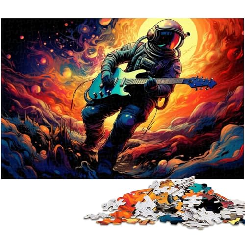 Astronaut spielt Gitarre Puzzle 1000 Teile für Erwachsene Lernspiel Herausforderungsspielzeug Wichtelgeschenke 1000 Teile (38 x 26 cm) von zouxangzz