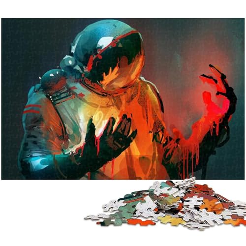 Astronauten Puzzle 1000 Teile Puzzle für Erwachsene Lernspiel Herausforderungsspielzeug Wichtelgeschenke (Größe 75 x 50 cm) von zouxangzz