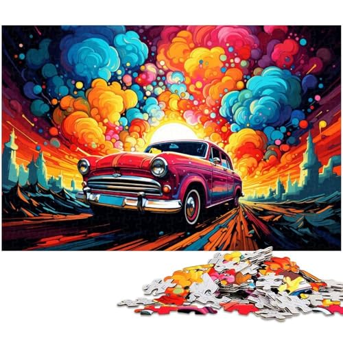 Auto unter Sonnenuntergang 1000 teiliges Puzzle für Erwachsene Lernspiel Herausforderungsspielzeug Wichtelgeschenke 1000 Teile (75 x 50 cm) von zouxangzz