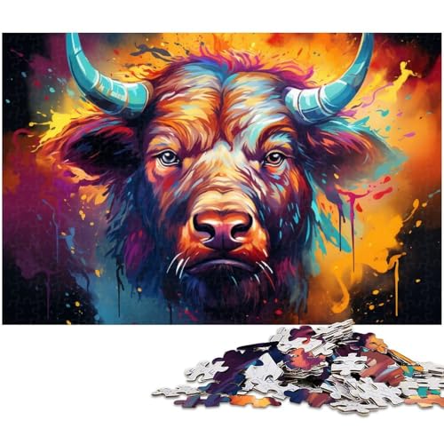 Buffalo Jigsaw 1000 teiliges Puzzle für Erwachsene Lernspiel Herausforderungsspielzeug Wichtelgeschenke 1000 Teile (75 x 50 cm) von zouxangzz