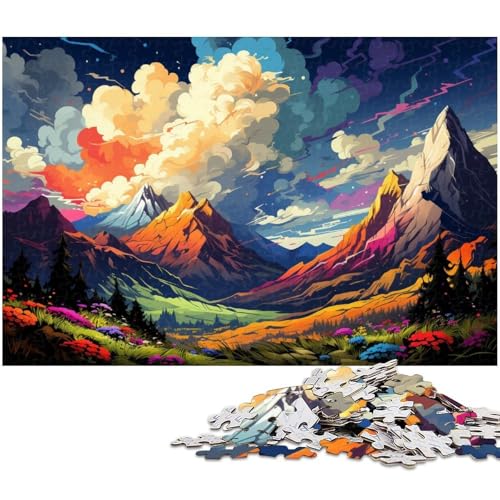 Bunte Illustration der Pyrenäen Berge 1000 teiliges Puzzle für Erwachsene Lernspiel Herausforderungsspielzeug Wichtelgeschenke 1000 Teile (75 x 50 cm) von zouxangzz