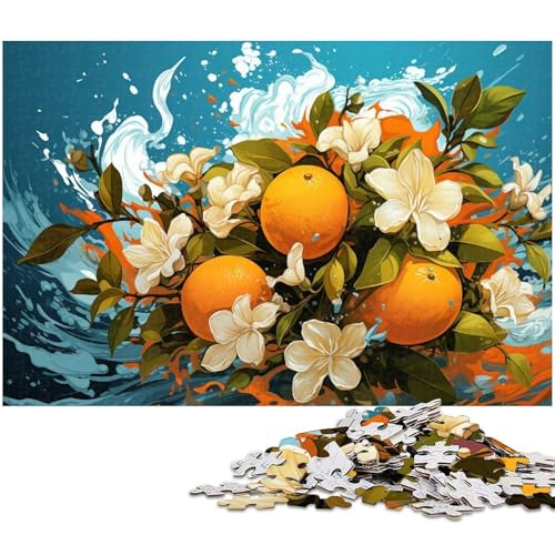 Bunte Illustration von orangefarbenen Blumen Puzzle 1000 Teile für Erwachsene Lernspiel Herausforderungsspielzeug Wichtelgeschenke 1000 Teile (75 x 50 cm) von zouxangzz