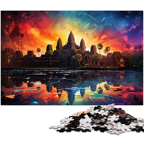 Buntes Angkor Wat in Kambodscha 1000 teiliges Puzzle für Erwachsene Lernspiel Herausforderungsspielzeug Wichtelgeschenke 1000 Teile (75 x 50 cm) von zouxangzz