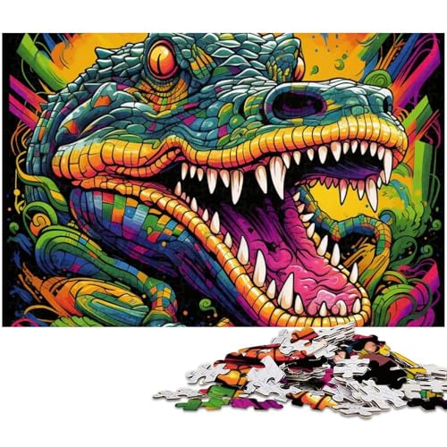 Buntes Nilkrokodil Puzzle 1000 Teile für Erwachsene Lernspiel Herausforderungsspielzeug Wichtelgeschenke (Größe 75 x 50 cm) von zouxangzz