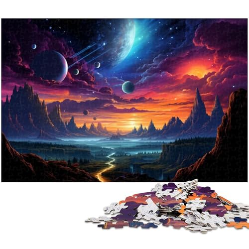Buntes Planeten Puzzle 1000 Teile für Erwachsene Lernspiel Herausforderungsspielzeug Wichtelgeschenke 1000 Teile (75 x 50 cm) von zouxangzz