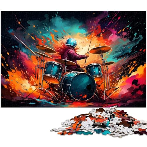 Buntes Trommelgemälde Puzzle 1000 Teile für Erwachsene Lernspiel Herausforderungsspielzeug Wichtelgeschenke 1000 Teile (75 x 50 cm) von zouxangzz