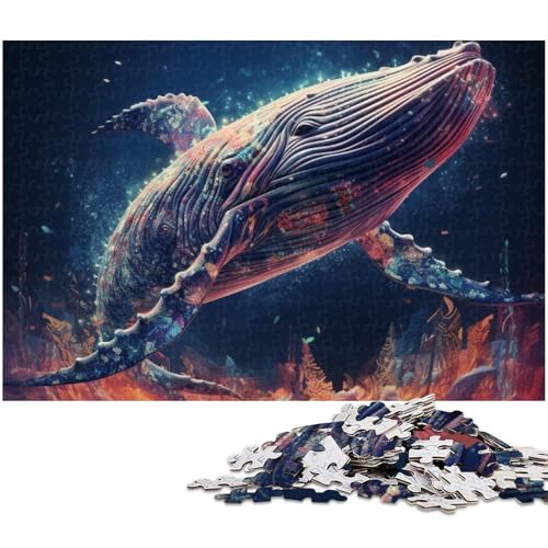 Buntes Wal Puzzle 1000 Teile Puzzle für Erwachsene Lernspiel Herausforderungsspielzeug Wichtelgeschenke (Größe 75 x 50 cm) von zouxangzz