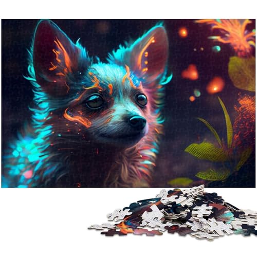 Buntes Welpen Puzzle 1000 Teile für Erwachsene Lernspiel Herausforderungsspielzeug Wichtelgeschenke (Größe 38 x 26 cm) von zouxangzz