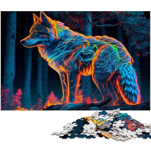 Buntes Wolf Puzzle 1000 Teile Puzzle für Erwachsene Lernspiel Herausforderungsspielzeug Wichtelgeschenke (Größe 38 x 26 cm) von zouxangzz