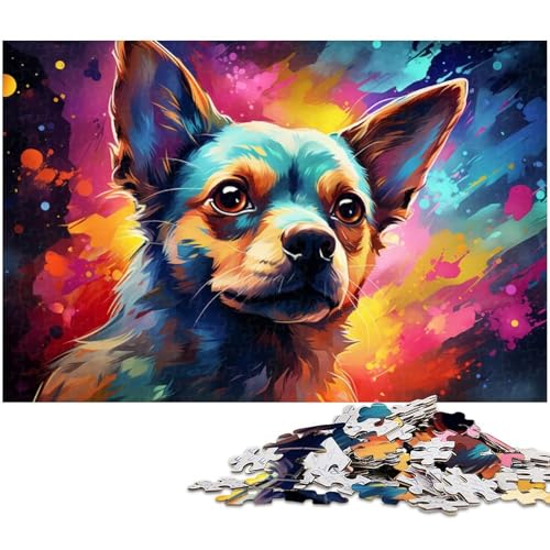 Buntes psychedelisches Chihuahua Hunde Puzzle mit 1000 Teilen für Erwachsene Lernspiel Herausforderungsspielzeug Wichtelgeschenke 1000 Teile (75 x 50 cm) von zouxangzz