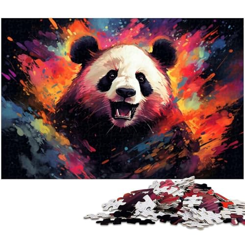 Buntes psychedelisches Panda Puzzle mit 1000 Teilen für Erwachsene Lernspiel Herausforderungsspielzeug Wichtelgeschenke 1000 Teile (75 x 50 cm) von zouxangzz