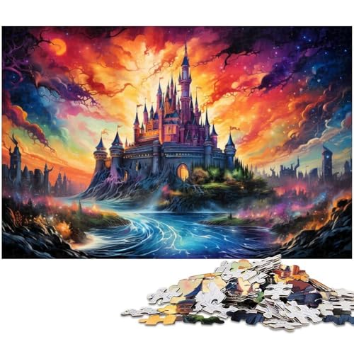 Buntes psychedelisches Schloss Puzzle 1000 Teile für Erwachsene Lernspiel Herausforderungsspielzeug Wichtelgeschenke 1000 Teile (38 x 26 cm) von zouxangzz