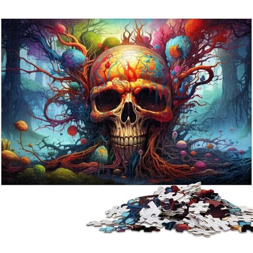 Buntes psychedelisches Totenkopf Puzzle mit 1000 Teilen für Erwachsene Lernspiel Herausforderungsspielzeug Wichtelgeschenke 1000 Teile (38 x 26 cm) von zouxangzz