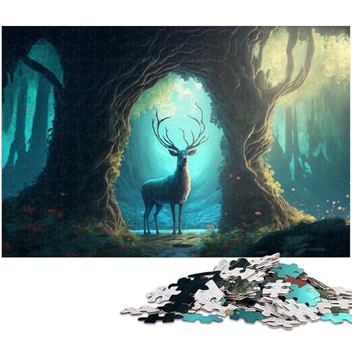 Ethereal_Elk_ Puzzle 1000 Teile für Erwachsene Lernspiel Herausforderung Spielzeug Wichtelgeschenke (Größe 75 x 50 cm) von zouxangzz