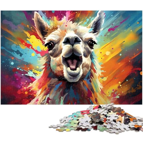 Fantasie Puzzle mit Buntem Alpaka Motiv 1000 Teile für Erwachsene Lernspiel Herausforderung Spielzeug Wichtelgeschenke 1000 Teile (38 x 26 cm) von zouxangzz