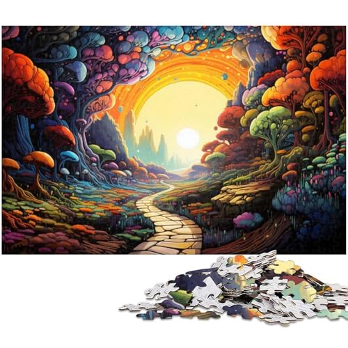 Fantasie Puzzle mit farbenfroher Landschaft 1000 Teile für Erwachsene Lernspiel Herausforderung Spielzeug Wichtelgeschenke 1000 Teile (38 x 26 cm) von zouxangzz