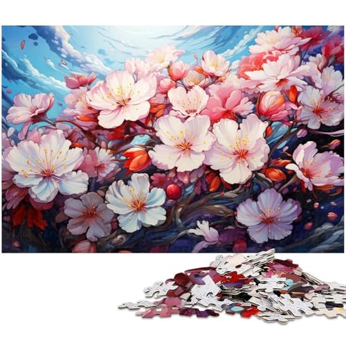 Fantasy Color Sakura Puzzle 1000 Teile für Erwachsene Lernspiel Herausforderungsspielzeug Wichtelgeschenke 1000 Teile (38 x 26 cm) von zouxangzz