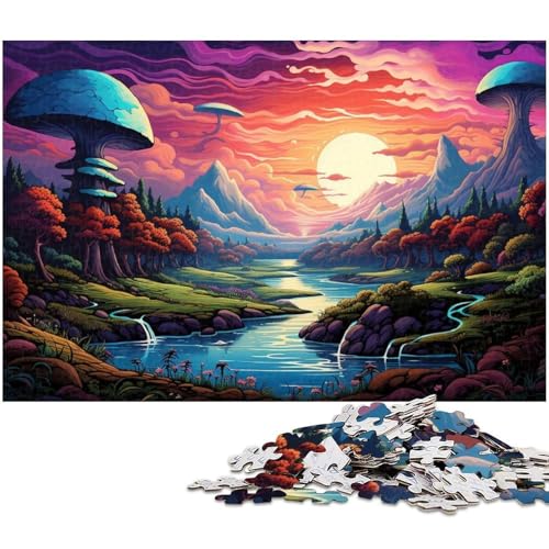 Fantasy Sonnenuntergangslandschaft Puzzle 1000 Teile für Erwachsene Lernspiel Herausforderung Spielzeug Wichtelgeschenke 1000 Teile (38 x 26 cm) von zouxangzz