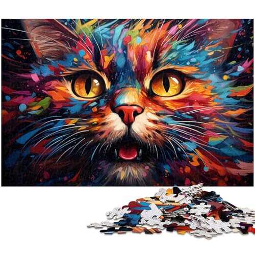Fantasy Weird Cat Puzzle 1000 Teile für Erwachsene Lernspiel Herausforderungsspielzeug Wichtelgeschenke 1000 Teile (75 x 50 cm) von zouxangzz