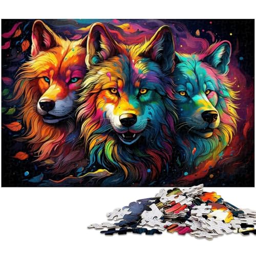 Fantasy Wolf Puzzle 1000 Teile für Erwachsene Lernspiel Herausforderungsspielzeug Wichtelgeschenke 1000 Teile (38 x 26 cm) von zouxangzz