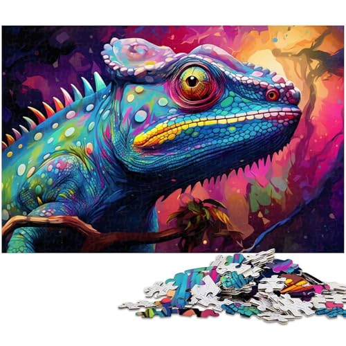 Helles Chamäleon Puzzle 1000 Teile für Erwachsene Lernspiel Herausforderungsspielzeug Wichtelgeschenke 1000 Teile (75 x 50 cm) von zouxangzz