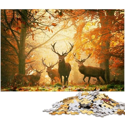 Hirsch Puzzle 1000 Teile Puzzle für Erwachsene Lernspiel Herausforderungsspielzeug Wichtelgeschenke (Größe 38 x 26 cm) von zouxangzz