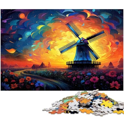 Holländisches Windmühlen Puzzle 1000 Teile Puzzle für Erwachsene Lernspiel Herausforderungsspielzeug Wichtelgeschenke 1000 Teile (38 x 26 cm) von zouxangzz