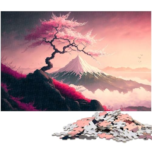 Japanisches Kirschblüten Puzzle 1000 Teile für Erwachsene Lernspiel Herausforderungsspielzeug Wichtelgeschenke (Größe 38 x 26 cm) von zouxangzz