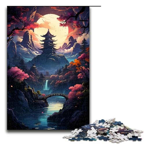 Jigsaw Puzzle 1000 Teile für Erwachsene und Kinder farbenfrohe psychedelische Fantasy Anime Landschaft Puzzle für Erwachsene Holzpuzzle 75 x 50 cm von zouxangzz
