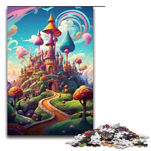 Jigsaw Puzzle 1000 Teile für Erwachsene und Kinder farbenfrohes psychedelisches Süßigkeitenschloss Puzzle für Erwachsene Holzpuzzle 75 x 50 cm von zouxangzz