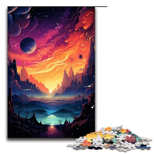 Jigsaw Puzzle 1000 Teile für Erwachsene und Kinder farbenfrohes psychedelisches verträumtes Galaxie Puzzle für Erwachsene Holzpuzzle 75 x 50 cm von zouxangzz
