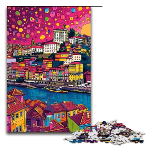Jigsaw Puzzle Bunte Psychedelie in Prag für Erwachsene 1000 Teile Holzpuzzle 75 x 50 cm von zouxangzz