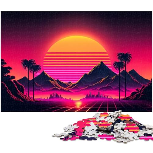 Neon Landschaftspuzzle 1000 Teile Puzzle für Erwachsene Lernspiel Herausforderungsspielzeug Wichtelgeschenke (Größe 38 x 26 cm) von zouxangzz