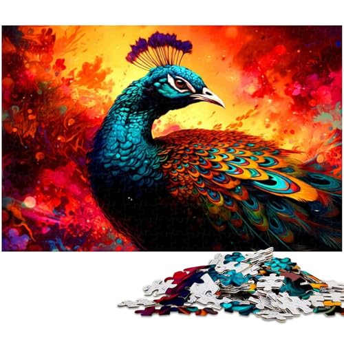 Pfauen Puzzle 1000 Teile Puzzle für Erwachsene Lernspiel Herausforderungsspielzeug Wichtelgeschenke (Größe 38 x 26 cm) von zouxangzz