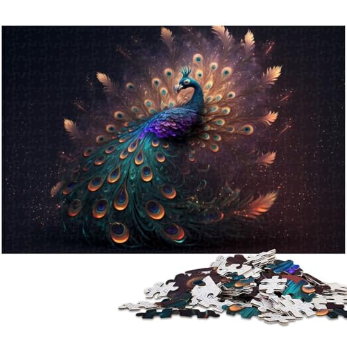 Pfauen Puzzle 1000 Teile Puzzle für Erwachsene Lernspiel Herausforderungsspielzeug Wichtelgeschenke (Größe 75 x 50 cm) von zouxangzz